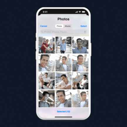 Uploading 10 photos to the AI headshot generator